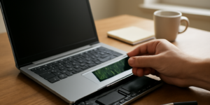 SSD M.2 di atas slot laptop yang terbuka untuk keperluan upgrade penyimpanan