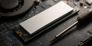 SSD NVMe dipasang heatsink tipis di dalam laptop